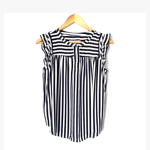 LOFT Tops - LOFT - Black and White Striped Sleeveless Top